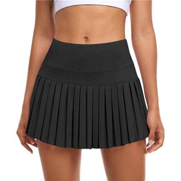 High Waisted Pleated Tennis Skirt with Shorts Workout Golf Skort with Pockets - Picture 2 of 6